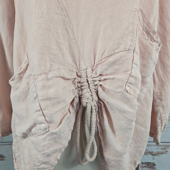 Saga Italy 100% Linen Top Pink Size Large - Picture 5 of 7